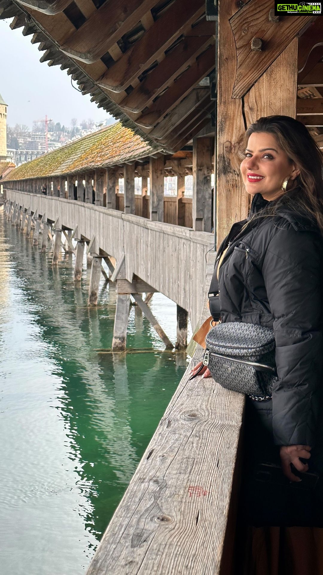 Madhu Sharma Instagram - “Discovering the Charm of Lucerne…Exploring the Scenic Beauty and Rich Culture of Switzerland gem lucerne” #lucerne #luzern #chappelbridge #lionmonument #switzerland🇨🇭 #explorepage✨ #explorepage✨ #exploremore #exploreworld Lucerne, Switzerland