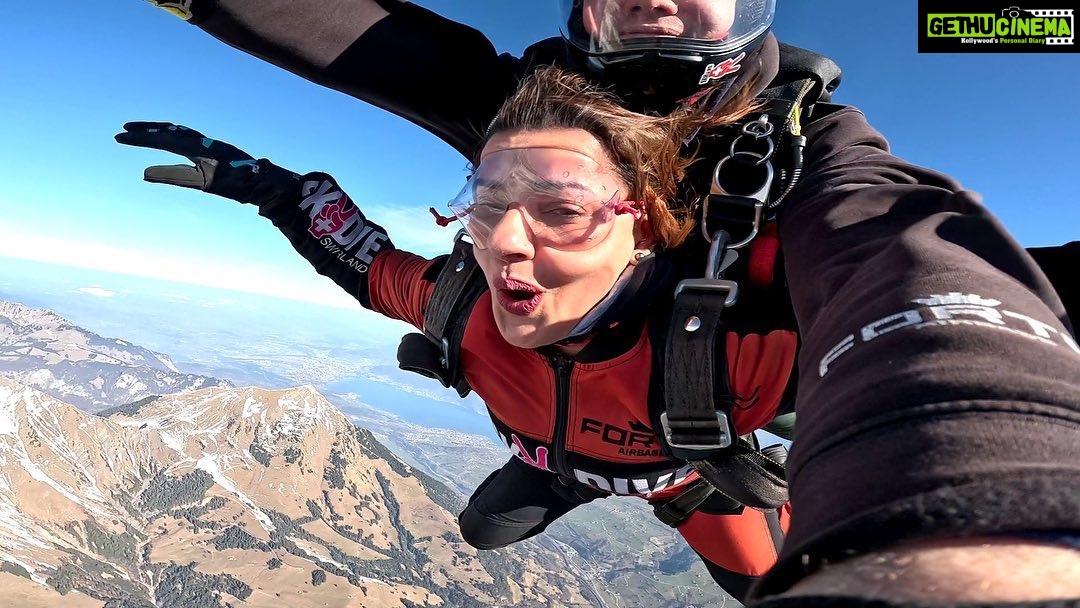 Madhu Sharma Instagram - Skydiving is an exhilarating and unforgettable experience that is difficult to put into words. As you ascend to your jump altitude, your heart races with anticipation and nerves. Once you reach the jump altitude, you take a deep breath and leap out of the plane. In the first few seconds, you will feel a rush of wind as you plummet towards the earth. The sensation of free-fall is indescribable; you feel weightless and the wind rushing past you at an incredible speed. You may also experience a feeling of absolute freedom and a sense of being completely alive. After around 45-60 seconds of free-fall, your parachute is deployed, and you suddenly slow down, allowing you to take in the stunning views around you. The feeling of being suspended in the air, thousands of feet above the ground, is breathtaking. As you float back to earth, you may feel a sense of tranquility and peacefulness. The experience of skydiving can be described as a rush of adrenaline mixed with a deep sense of calm and appreciation for the beauty of the world around you. Overall, skydiving is an extraordinary experience that combines intense excitement, breathtaking views, and a sense of freedom and peace. It is truly an experience like no other.