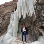 Madhu Sharma Instagram - Frozen waterfalls are truly a sight to behold! The intricate beauty of frozen waterfalls can be mesmerizing, with delicate icicles and sparkling frozen formations creating a stunning natural sculpture #frozenwaterfall #leh #ladakh #lamayuru #moonland #explorepage✨ #exploreindia #explore Ladakh, India