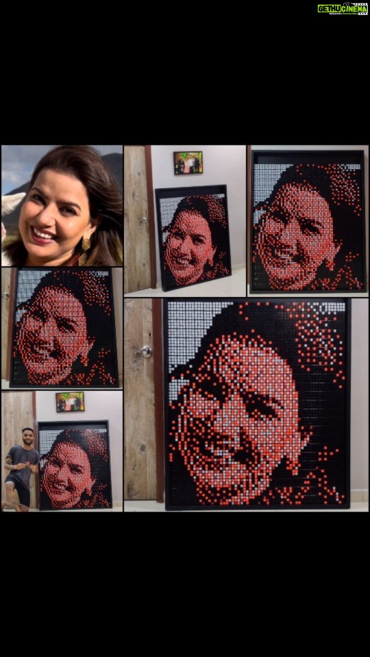 Madhu Sharma Instagram - Happy Birthday @madhhuis ✨❤️ Made this Illusion Portrait for Madhu Sharma using 460 Rubik's Cubes as her Birthday Gift. Do check this from as far as possible and in the mirror to see the best illusion. Have some crazy illusion portraits lined for December and January too. Special thanks to @akash__singh for this Collab Opportunity. Hope y'all like this one. @madhhuholic @filamchibhojpuri #thetattooedindian #madhusharma