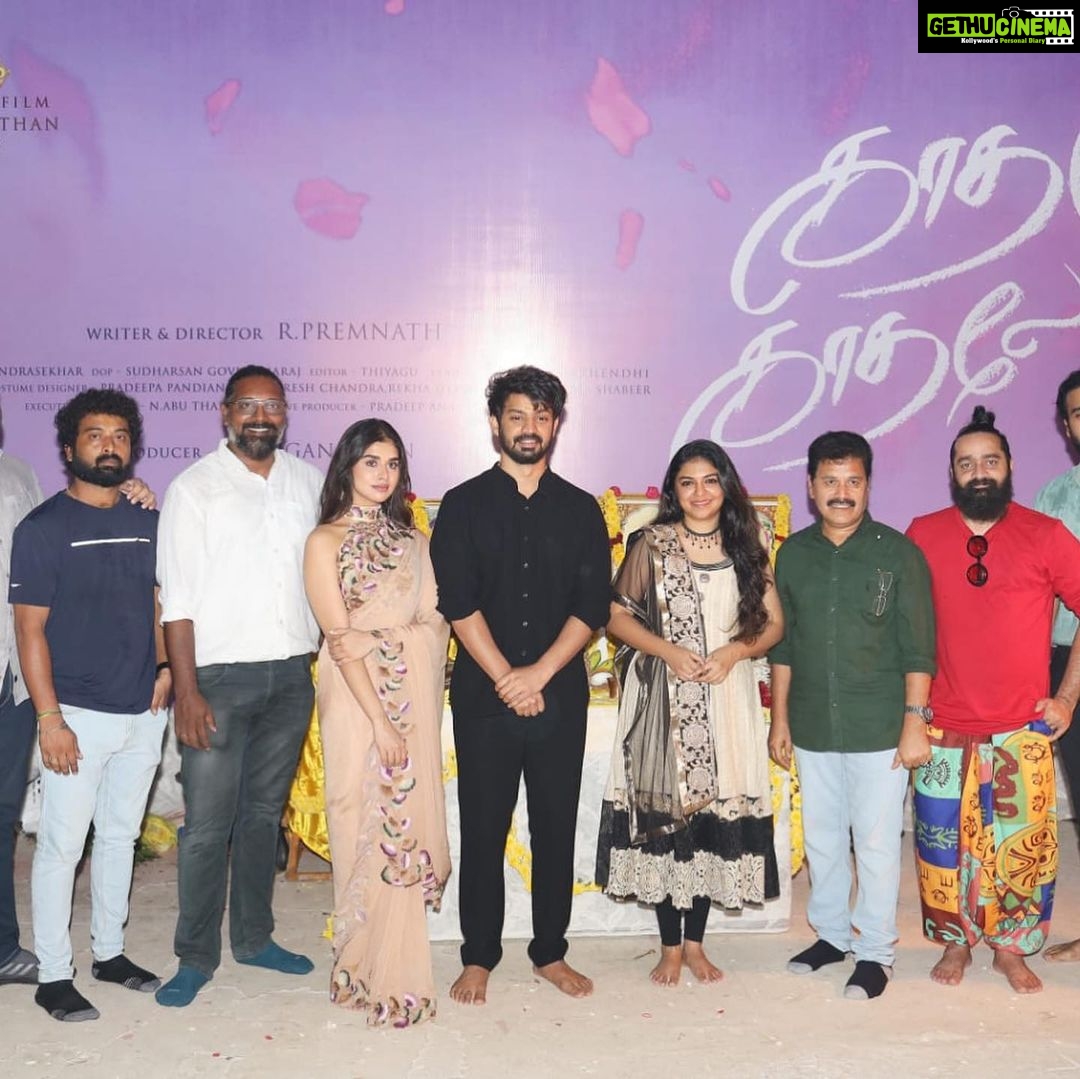 Mahat Raghavendra Instagram - Here we go! ❤️ #KadhaleKadhale Shoot commences Today with an auspicious pooja ✨ Starring @mahatofficial @meenakshigovindharajan_ @dir_bharathiraja @the_ksravikumar @srivaarifilm @vtvganeshnj @raveena1166 @rajayyappamv @composer_vishal @homegrownkush @filmsmachine_abuthahir @pradeeppradeep9333 @donechannel1 @sathish_pro