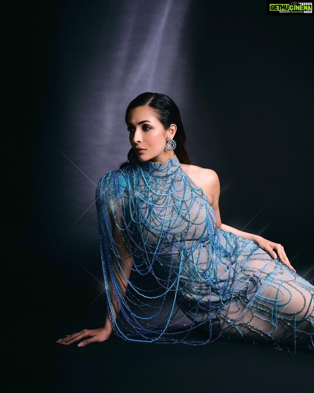 Malaika Arora Instagram - 🧜♀️💎……Gown @jeanlouissabaji Outfit placement @maisonbose Jewellery @isharya Shoes @louboutinworld …. Hair @hrishidoeshair Makeup @simone.hairandmakeup …. Styled by @aasthasharma @reannmoradian Styling Interns @shatakshipandeyy @vanshita_sehra …. Managed by @naureen.abdullah Images by @aviraj