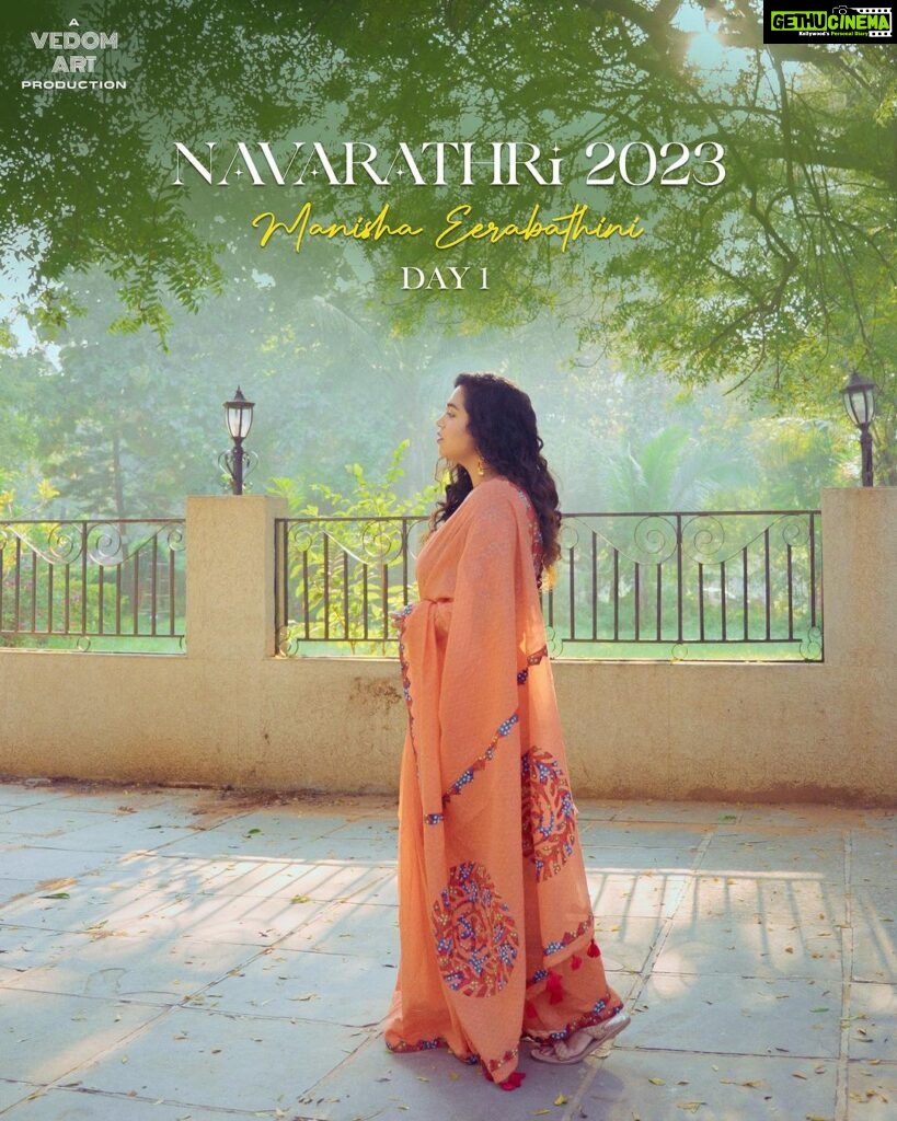Manisha Eerabathini Instagram - Navarathri 2023 starts tonight! Happy to be doing this for the 4th year in a row 🙏🏻 This time with a wonderful team - 5 original songs, 5 relationships and 1 big family ❤️ Today’s color is orange! @vedom.art @iamarjunumashankar @sataghni_official @_vinodvincent @eptworld Hyderabad