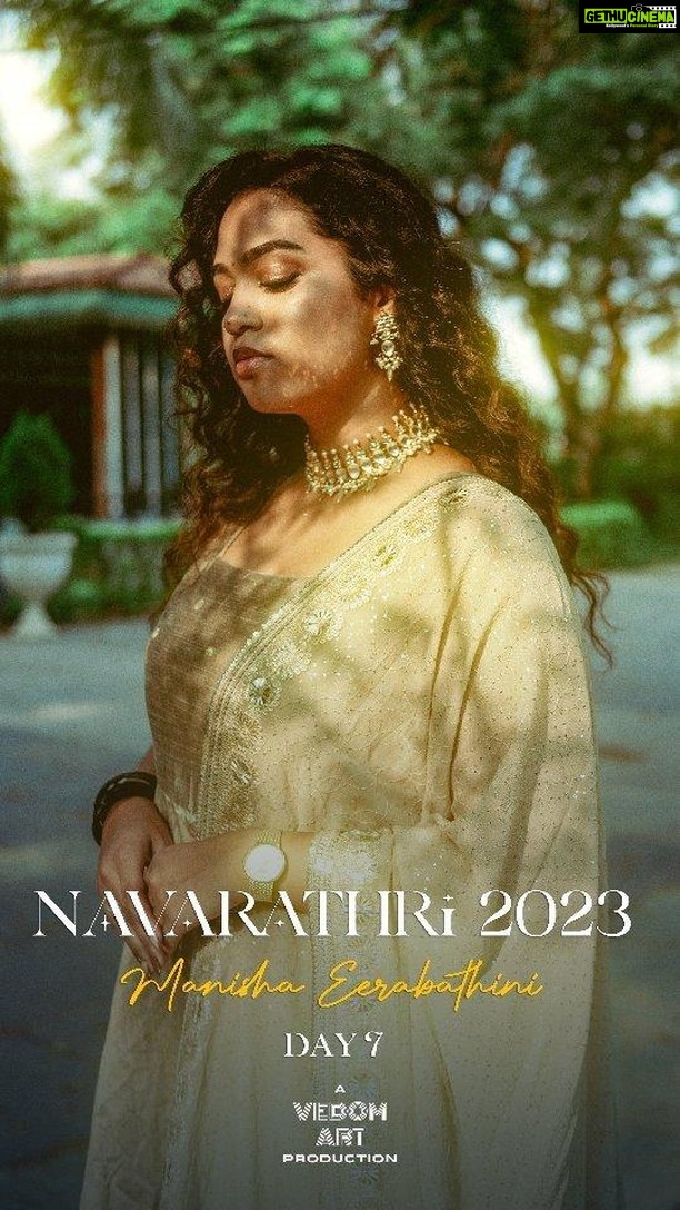 Manisha Eerabathini Instagram - Navarathri Day 7 🤍 This song covers the playfulness and protectiveness between a brother and sister - reminds me of my own brother ☺️ In this original song series, we explore the different nuances of this familial love. 5 original songs, 5 different relationships and 1 big family! A @vedom.art production Concept, Direction & Vocals: @manisha.eerabathini Music: @iamarjunumashankar Lyrics: @sataghni_official Video & DI: @_vinodvincent Edit: @maruthi_editor Casting: @mediahireindia Manisha’s outfit: @kowshiki_couture Manisha’s Jewelry: @petalsbyswathi Posters: @mr_baatasari Special thanks @eptworld
