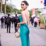 Manushi Chhillar Instagram - Just a normal day at #Cannes 👗👗👗 Outfit - @galvanlondon HMU - @gpkritikos Earrings - @viangevintage Ring- @bblinggbymeghana Footwear - @giuseppezanotti Bag - @aispi.co x Rosantica Styled by - @sheefajgilani Team - @astha_kothari @sabrinawhite98 @everythingsanch @kanishka.__ Palais des Festivals, Cannes
