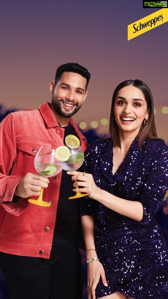 Manushi Chhillar Instagram - @siddhantchaturvedi & I are here to show you how we #MixItUpWithSchweppes 🥂 Follow @schweppes_india page and stay tuned for the big surprise ✨ #Ad