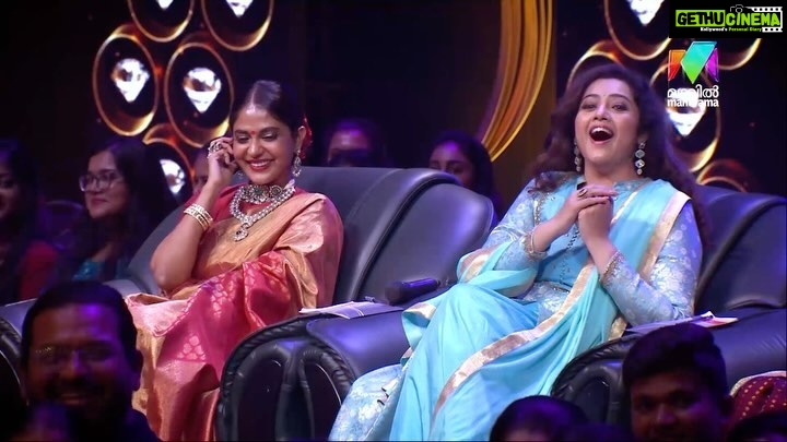 Meena Instagram - I can’t wait for all of you to tune in and enjoy the fun we had. Stay tuned for the episode! 📺 @mazhavilmanoramatv ✨ Outfit and Makeup @santhoshpattambi_725 @biju.janardhanan.779 #SpecialGuest #MazhavilManoramaTV #TalentUnleashed #FunTimes #TVShow #ExcitementOverload #meenasagar #reels