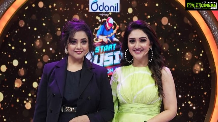 Meena Instagram - Together... We are unstoppable! β¨ π€π Brace yourselves for the grand premiere of 'Start Music' this Sunday on Vijay Television! πΊβ¨ Get a sneak peek behind the scenes with this exclusive BTS picture. πΈπΊπ Are you ready for the musical magic? πΆ Makeup @vijiknr #StartMusic #ComingSoon #VijayTelevision #musicshow #meenasagar