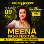 Meena Instagram - #Meena Fans Festival 😍 March 9(Thursday 3pm ) Free Entry🥳 WhatsApp For Tickets : +91 90030 19000 📍: Holiday Inn, OMR, Chennai @meenasagar16