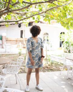 Meenakshi Raveendran Instagram - Meenakshi wearing printed Mini Dress from Aurora collection 🦋🤍
📸 @premsampaul 
DM for Orders!!