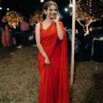 Meenakshi Raveendran Instagram - Pigalle scarlet Designer saree by @tiana_designers 📸 @jishnumurali_