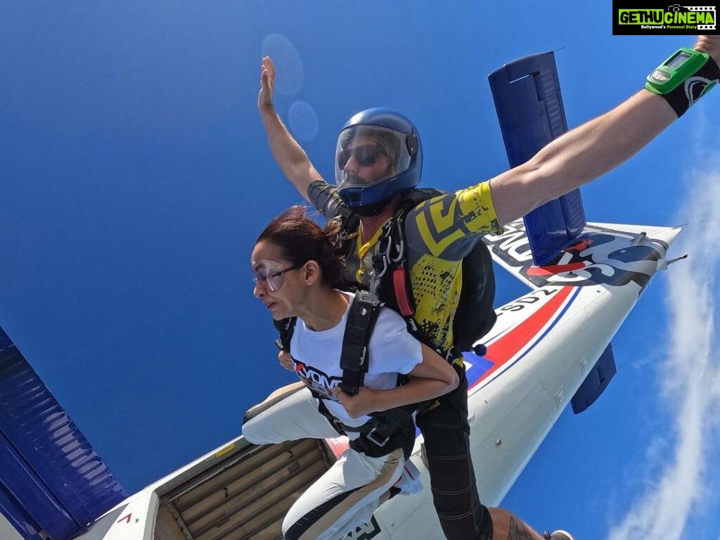 Mimi Chakraborty Instagram - Living the bucket list🌤️ And definitely thanks to my amazing trainer Max for making this happen 🌟@skydivedubai