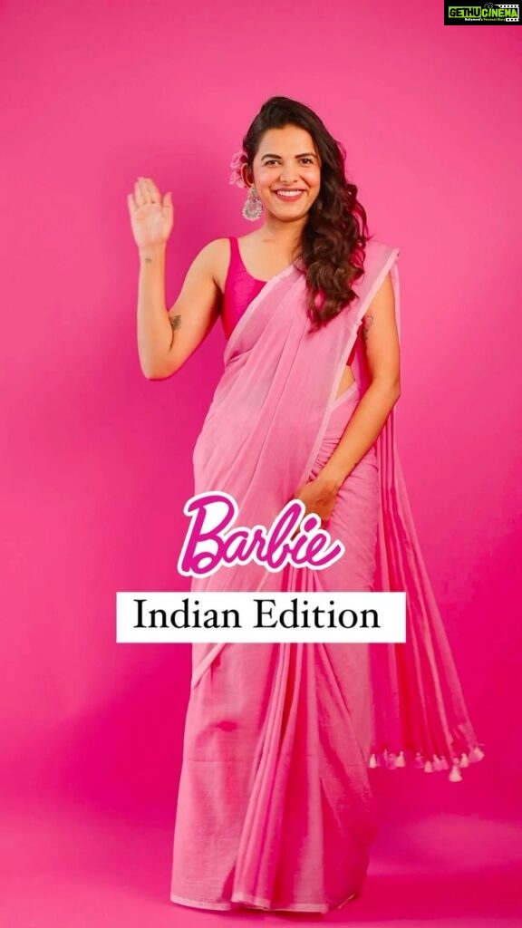 Mitali Mayekar Instagram - What if Barbie was Indian?💖 . PS- This Barbie is sick of pink now.😂🙈 . . Outfits- @suta_bombay Video by- @shrutisbagwe #barbie #barbiemovie #indianbarbie #barbiepink #pink
