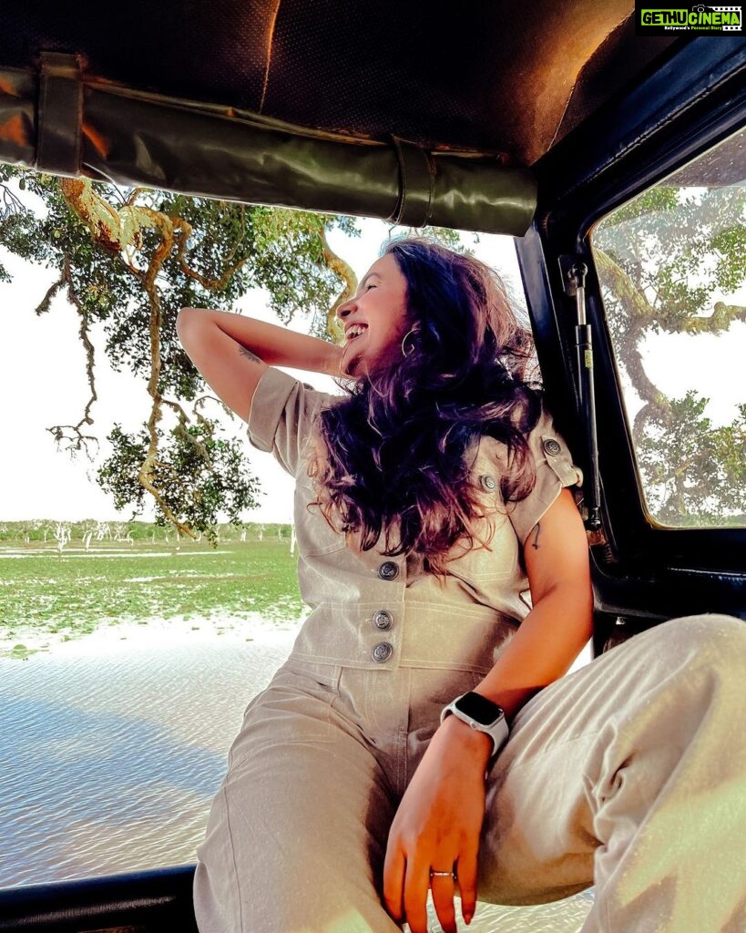 Mitali Mayekar Instagram - My happy place, forever and always.🌸❤️ Missed you terribly on this safari in Sri Lanka @sidchandekar @aranyamie_wilderness.safaris @devendra.gogate @ameya791 🥰 . . @destination_srilanka @goldcoastfilmsofficial Wearing @fancypastelsindia #jungle #junglesafari #wildlife #srilanka #yalanationalparksafari #solace Yala National Park