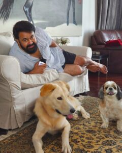 Mohanlal Instagram - Finally convinced Casper and Whiskey to pose with me! 🐶