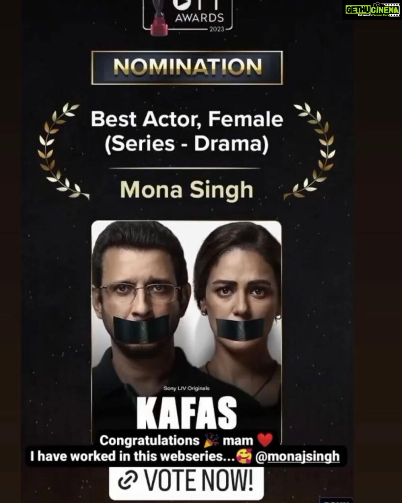 Mona Singh Instagram - Extremely excited about the numerous nominations for KAFAS thank u #FilmFareOTTawards2023 voting lines are open now @filmfare @filmfare_ott_awards_ @applausesocial @sonylivindia @sahil_insta_sangha @karandontsharma @sharmanjoshi https://bit.ly/3u7dOk9