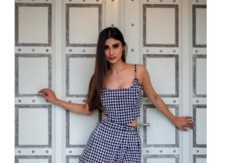 Mouni Roy Instagram - Dash, dinner, dancing.. old school • • • Head to toe @versace Hmu- @beautyhive.qa 📸 @Iamvish_photographer