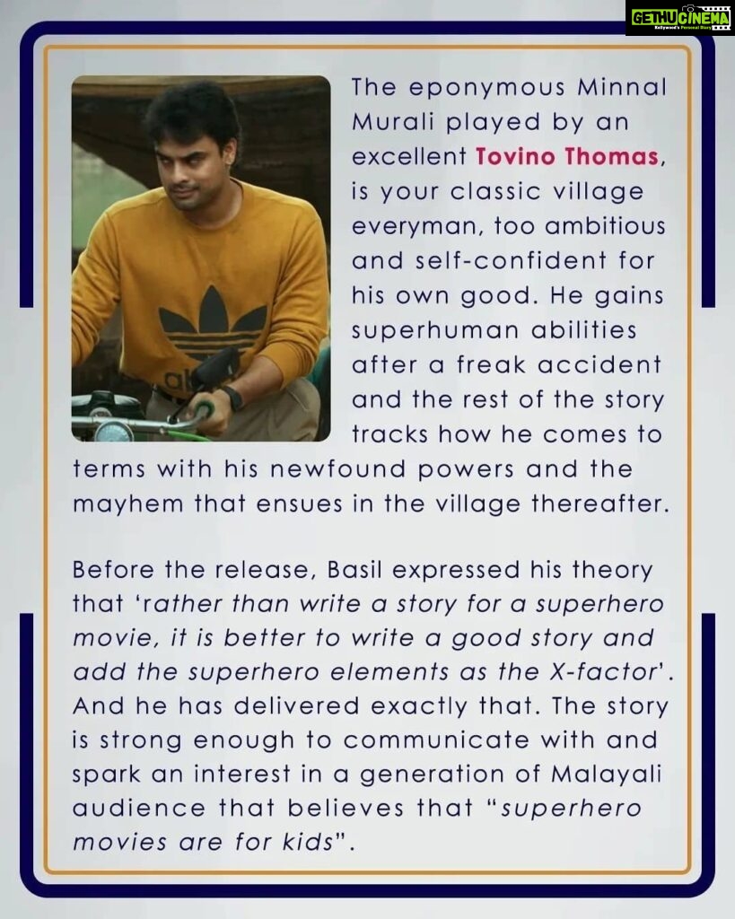 Murali Instagram - #Repost @celluloidrankings ... Swipe left to read the detailed review and rating of Basil Joseph's Minnal Murali! @celluloidrankings Follow us for further updates on Actor Ranking and for more Movie Ratings! Minnal on Netflix ⚡️ @netflix_in #celluloidrankings #cmr #movierating #rankings #mollywood #movie #cinema #film #actor #acting #malayalam #moviereview #malayalammovie #mollywoodmovie #minnalmurali #minnal #tovino #tovinothomas #basiljoseph #feminageorge #gurusomasundaram #netflix