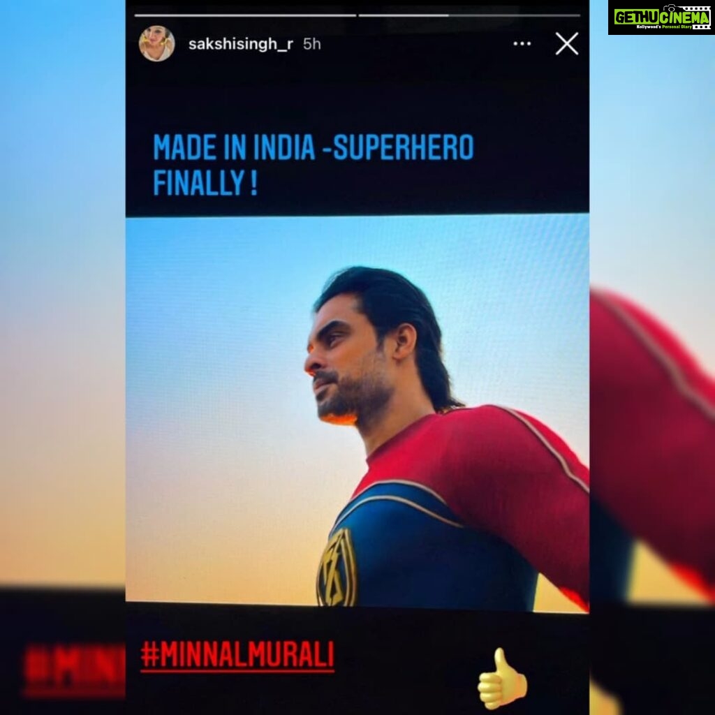 Murali Instagram - Thank you @sakshisingh_r Minnal Murali streaming on Netflix⚡️⚡️ @netflix_in
