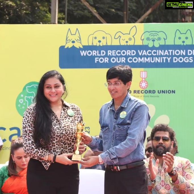 Namitha Instagram - It was a Great and Memorable experience for me to attend this 'Pawsome' event as Heaven for Animals was aiming to achieve a remarkable feat in the field of animal welfare. HFA, in collaboration with THRYVE DIGITAL was aiming to vaccinate 1111 dogs, which is a world record for the vaccination of community dogs and now they have Achieved it!! ππ To achieve this milestone they organized an event called CANVAX 2023. This event, which took place on 8th October at 8 am, was a joint effort between HFA and Thryve. CANVAX 2023 aims to provide essential vaccinations to community dogs, ensuring their health and well-being. It was a great opportunity to witness the impact we can make, when we come together in support of our furry friends. I am always standing alongside HFA to support them. #wolfguard #animalovers #hfa #animalwelfare #worldrecord @m_v_chowdhary @heavenforanimalsngo