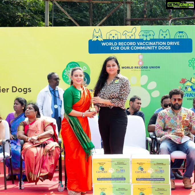 Namitha Instagram - It was a Great and Memorable experience for me to attend this 'Pawsome' event as Heaven for Animals was aiming to achieve a remarkable feat in the field of animal welfare. HFA, in collaboration with THRYVE DIGITAL was aiming to vaccinate 1111 dogs, which is a world record for the vaccination of community dogs and now they have Achieved it!! ππ To achieve this milestone they organized an event called CANVAX 2023. This event, which took place on 8th October at 8 am, was a joint effort between HFA and Thryve. CANVAX 2023 aims to provide essential vaccinations to community dogs, ensuring their health and well-being. It was a great opportunity to witness the impact we can make, when we come together in support of our furry friends. I am always standing alongside HFA to support them. #wolfguard #animalovers #hfa #animalwelfare #worldrecord @m_v_chowdhary @heavenforanimalsngo