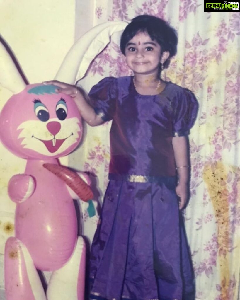 Namitha Pramod Instagram - Yes, the rabbit was my best companion in childhood.When my father used to work overseas, she was the first gift that Achan ever gave me.I can still clearly recall experiencing my first heartbreak due to a hole in my rabbit’s belly.It became regular to fix her with tape to never let her go away.However, I'm happy that she stayed with my puppy house, hot wheels, and tazos for a good amount of time after my best friend, the rabbit, was replaced by my best friend, the human.I still have you ❤️🌟