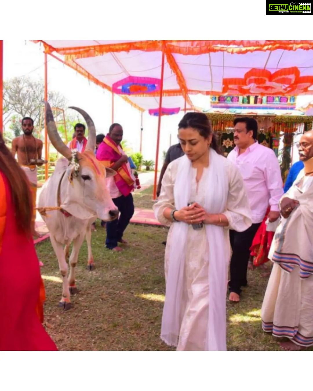 Namrata Shirodkar Instagram - Temple visit... A day for prayers, blessings and gratitude ๐๐Vattem... A place of calm, serenity and powerful energies which surround us and most importantly the presence of God energy ๐๐The warm hospitality & the beauty of Vattem village and its people made me feel at home and at peace! โค๏ธ Spending time at the Gaushala was such a calming experience...Thank you #DevenderReddy garu for inviting me and allowing me to experience this beautiful place!