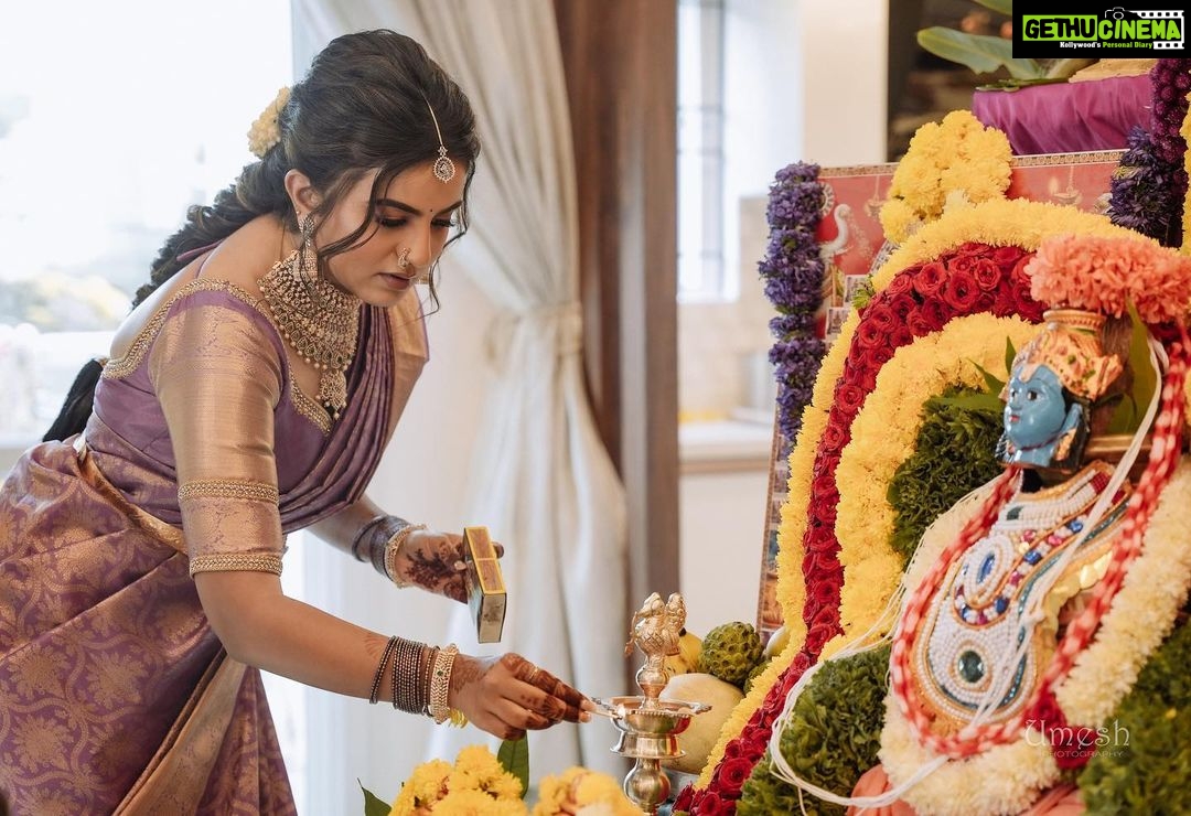 Namratha Gowda Instagram - ✨ MUA: @nikithareddy_artistry Blouse by: @likitha_suresh_ Jewellry: @gajraj_jewellers PC: @umesh__photography___