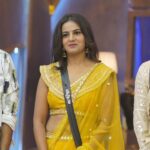 Namratha Gowda Instagram - "HELLO, Yellow - the color of inner sunshine." @colorskannadaofficial @officialjiocinema Assisted by:@likitha_suresh_ Wardrobe:@amorabybindureddy Jewellery: @thespatika #bbk10 #biggboss #season10 #colorskannada #jiocinema #namarathagowda #namratha #relentkreationz