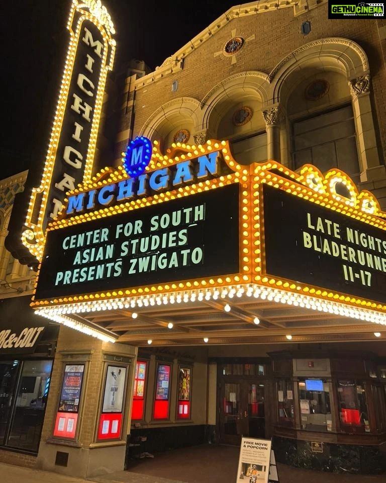 Nandita Das Instagram - While we impatiently wait for #Zwigato to release on an OTT, I am told that it touched many hearts when screened at the University of Michigan. They sent these photos. Looks good, in the day and at night! @uofmichigan @applausesocial @kapilsharma @shahanagoswami @sameern @gulpanag @swanandkirkire @sayanigupta