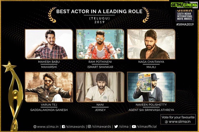 Naveen - 120.5K Likes - Thank you @siimawards ❤️ for nominating me for BEST ACTOR 2019 for #AgentSaiSrinivasaAthreya . Thank you guys for so much love for my very first film in a leading role . If you are a kid from a middle class home, dreaming of becoming an actor . Keep believing. Keep working hard. One day things will happen :) We are thrilled to see the love Agent Sai continues to receive from everywhere ❤️
