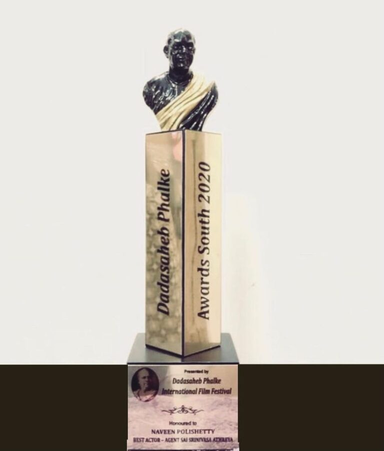 Naveen Instagram - This came home today. DADASAHEB PHALKE AWARDS BEST ACTOR AWARD 2020 for Agent Sai. Honoured and humbled. Show couldn’t happen cause of COVID so they sent it home. So sweet of them. No one was at home. So our watchman received it. Becoming the first one in our building to receive a Best actor award 😂 #AgentSaiSrinivasaAthreya
