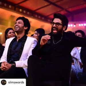 Naveen Instagram - Another special moment. When Jogipet Srikanth met Pushpa . @alluarjunonline Garu’s magic in the film ‘Arya’ left a deep impact on me as a boy wanting to be an actor. That film made me want to be a part of films. So it was beautiful to be sharing my Best Actor award moment with him. His kind words will stay with me for a lifetime. A night of unlimited laughter :) The boy from the front row seats in that show of ‘Arya’ is still whistling for you ❤️ #siima #jathiratnalu #pushpa