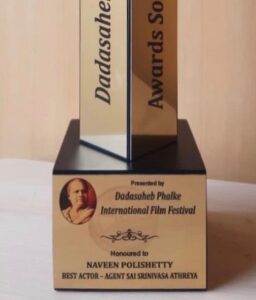 Naveen Instagram - This came home today. DADASAHEB PHALKE AWARDS BEST ACTOR AWARD 2020 for Agent Sai. Honoured and humbled. Show couldn’t happen cause of COVID so they sent it home. So sweet of them. No one was at home. So our watchman received it. Becoming the first one in our building to receive a Best actor award 😂 #AgentSaiSrinivasaAthreya