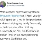 Naveen Instagram - His story is the story of many people in this pandemic. People are finding it tough to find work. So happy to see his offer letter :) Also guys at ewoke cafe. Thank you. I am going to visit your cafe and meet all of you soon. And whoever is reading this . Let’s help each other out guys. Do your bit if you can . Love ❤️
