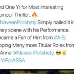 Naveen Instagram - 1 year since Agent Sai Srinivasa Athreya released. Wow. The power of audience. My job is to work hard on my craft. If awards are given great. But there is no greater award than this kind of love and support from u guys. Together we will do great things. The real stars my director @rsjswaroop ,our rock star producer @rahulyadavnakka if you liked the score by @mark_k_robin, the awesome camera work by @sunnykurapati , the awesome @shrutiisharmaa as Sneha , our editor Amit & entire team. It’s become the Most rated Telugu film on Prime. It’s at No 7 in Imdb top 50 Telugu films of all time. If u haven’t seen Agent yet meeru naaku konchem takkuva call cheyandi ra. My next film Jaathi ratnalu ki Baddalu aipoye background music, special effects chala unnayi. Memu plan chestunamu Corona ni champesi vacheyandi brother. AlaTheatresLo #1YearForASSA #AgentSaiSrinivasaAthreya