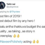 Naveen Instagram – 1 year since Agent Sai Srinivasa Athreya released. Wow. The power of audience. My job is to work hard on my craft. If awards are given great. But there is no greater award than this kind of love and support from u guys. Together we will do great things. The real stars my director @rsjswaroop ,our rock star producer @rahulyadavnakka if you liked the score by @mark_k_robin, the awesome camera work by @sunnykurapati , the awesome @shrutiisharmaa as Sneha , our editor Amit & entire team. It’s become the Most rated Telugu film on Prime. It’s at No 7 in Imdb top 50 Telugu films of all time. If u haven’t seen Agent yet meeru naaku konchem takkuva call cheyandi ra. My next film Jaathi ratnalu ki Baddalu aipoye background music, special effects chala unnayi. Memu plan chestunamu Corona ni champesi vacheyandi brother. AlaTheatresLo #1YearForASSA #AgentSaiSrinivasaAthreya