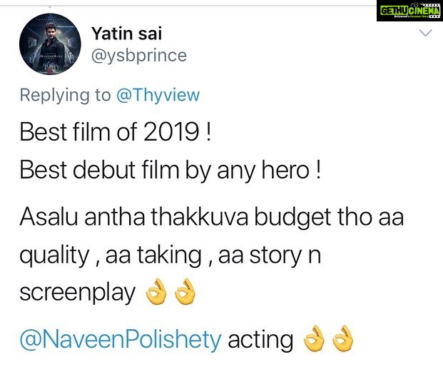 Naveen - 131.5K Likes - 1 year since Agent Sai Srinivasa Athreya released. Wow. The power of audience. My job is to work hard on my craft. If awards are given great. But there is no greater award than this kind of love and support from u guys. Together we will do great things. The real stars my director @rsjswaroop ,our rock star producer @rahulyadavnakka if you liked the score by @mark_k_robin, the awesome camera work by @sunnykurapati , the awesome @shrutiisharmaa as Sneha , our editor Amit & entire team. It’s become the Most rated Telugu film on Prime. It’s at No 7 in Imdb top 50 Telugu films of all time. If u haven’t seen Agent yet meeru naaku konchem takkuva call cheyandi ra. My next film Jaathi ratnalu ki Baddalu aipoye background music, special effects chala unnayi. Memu plan chestunamu Corona ni champesi vacheyandi brother. AlaTheatresLo #1YearForASSA #AgentSaiSrinivasaAthreya