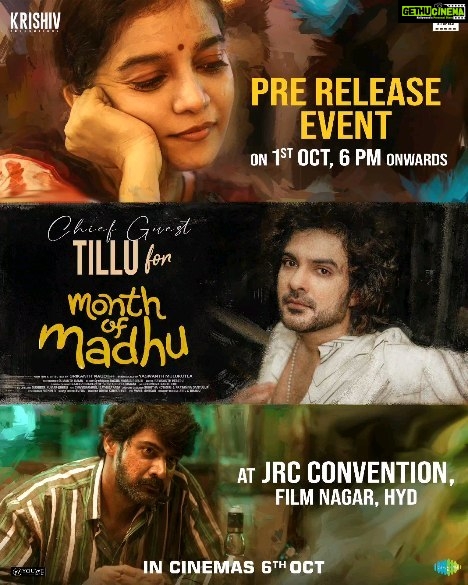 Naveen Chandra Instagram - It's TILLU for #MonthofMadhu 🤩❤‍🔥 @siddu_buoy garu will grace the Grand Pre-Release Event of #MonthOfMadhu on October 1st ❤‍🔥 📍JRC Convention from 6 PM onwards 💫✨ Grand Release on Oct 6th 💞 @naveenchandra212 @swati194 @shreya_navile @harshachemudu @srikanth_nagothi @yash_9 @sumanth_dama @raghu_varma_peruri @raviperepu @rajeevdharavath @director_sudheer_k_k @kk_writer1 @chandramouli_eathalapaka @srihithakotagiri @rekhaboggarapu @prasanna.dantuluri @murdrfce @anilandbhanu @manjulaghattamaneni @gnaneswari_kandregula @raja.chembolu @ruchithasadineni @mouryasiddavaram @rudraghav @ravis.mantha @kalyan_santhosh8 @chaitu_babu @bhooshan_boo @dil_is_here @ashwin89d @vinodbangarri @vijayanands_ @k_balakrishna_reddy @varkey91 @jitindavid @cophixbeauty @krishivproductions @saregamatelugu @youwemedia