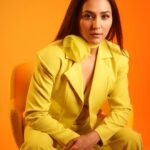 Neeti Mohan Instagram - Neon, Falling you! 💛 #iykyk Custom Pantsuit @chalsicyrus_ Custom Top, Choker @shreyandurja_design Jewels @vintage_velvet_ Styling - @shreyandurjastyle Glam team - @dwyessh_hairwizard @rasilaravariamua @ritickasjalan Photographer - @souravsharmaofficial