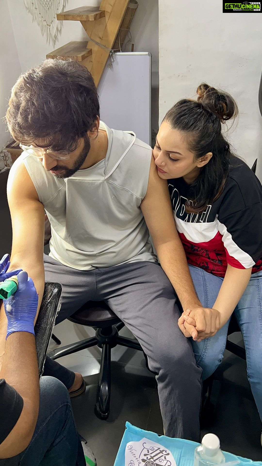 Nehalaxmi Iyer Instagram - Milestones marked in ink, memories etched in skin. Adding ink to our journey, one Tattoo at a time with @blackpearlink . . . . . . . . . . . . . . . . . . #tattoo #tattooart #hamsatattoo #evileyetattoo #arsenaltattoo #gooner #gunner #arsenalfc #arsenal #ishqbaaz #tattoos #instadaily #explore #trending #ishqbaaz #couplegoals #matchingtattoos #love #milestones #inked Mumbai, Maharashtra