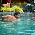 Neil Bhatt Instagram – Swimming through life with Mahadev on my back 🕉️ नमः शिवाय 🙏🏽

#mahadev #om #harharmahadev