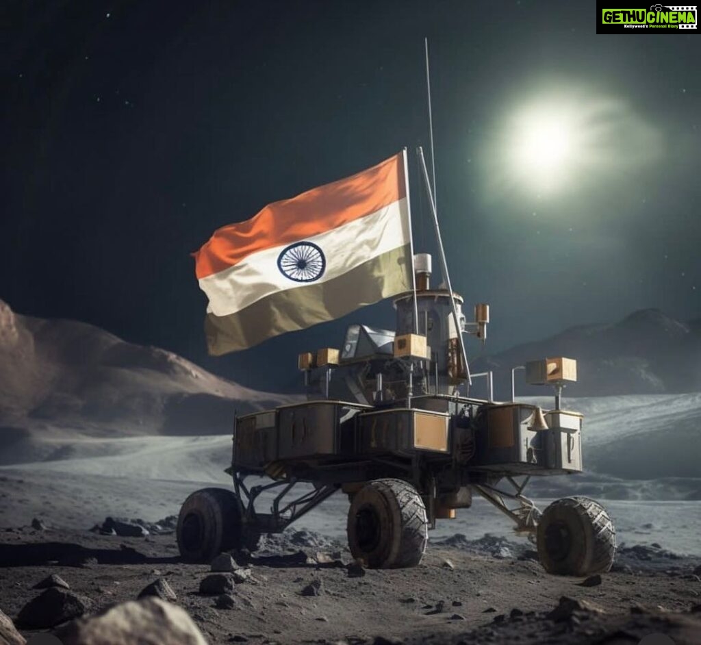 Nidhi Jha Instagram - "Breaking lunar boundaries once again! 🚀✨ ISRO's #CHANDRAYAAN3 triumphantly touches down on the moon's uncharted southern terrain, unraveling secrets of the lunar landscape. A giant leap for India's space prowess, redefining exploration with every milestone reached. 🌕🛰️🇮🇳 #chandrayan3 🧿 JaiHind🇮🇳 Proud moment for every Indian♥️