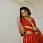Nikhila Vimal Instagram - Dressed in the hues of Navaratri, celebrating each day and night with delight! 🌈✨ #NavaratriFever #shubhnavaratri #vijayadashami Makeup @unnips Costume & styling @fariz_lezin_ Photography @merin__georg Location @azora.hotels