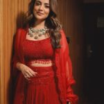 Nisha Agarwal Instagram - Painting the town red 🌹🌹🌹 Wearing - @saisha.official @mkjewels_india @vblitzcommunications MUA : @khush.mua Hair : @pallavigadade 🎥 @piyush_tanpure #navratri #indianfestival #indianfestivewear #navratrispecial