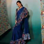 Nisha Agarwal Instagram - Take cues from @nishaaggarwal this Diwali!🪔✨🎆 Style our dark blue frilled ruffle sare crafted in @rishiandvibhuti ’s signature prints over the edges. Pair it with our full sleeve blouse or go a contemporary way. 🧿💙🦋 🔎 Search the code GGRVSAR01 on Nykaa Fashion to shop. 🛒www.nykaafashion.com Exclusively available on Nykaa Fashion. Express Shipping Available. #GajraGang #RishiAndVibhuti #NykaaFashion #Nykaa #JanhviKapoor #Tyohar #NewArrivals #Indianwear #FestiveStyles #FestiveCollection #Diwali #Fashion #Explore #Trending