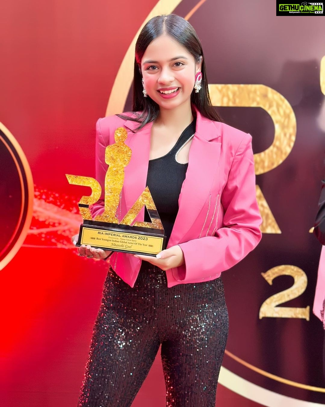 Nitanshi Goel Instagram - ‘Best Youngest Indian Global Actor Of The Year’ ⭐️💕 Such a generous honor, Thankyou #RealImperialAwards✨ To all my Nitanshians- like it is for every accolade, this is first yours, and then mine♥️ Hope to keep surprising you all🤞🏻 #NitanshiGoel #nitanshians #nitz #NG #YoungestGlobalActor #YoungestGlobalActorOfTheYear #Awards #RealImperialAwards2023 #ria2023 #realimperialawards #tia2023 #tamasiconicawards #terejaisa Green Village Resort Malad