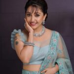 Nithya Das Instagram - embroidered net lehenga in Turkish blue shade by @swayamvarasilksindia Muse : @nityadas_ Photography: @director_aniesh_upaasana In association with @redfmmalayalam Makeup: @vijilsmakeover @neethu_makeupartist Styling : @leirakuncysiby Jewellery: @ladies_planet_rental_jewellery