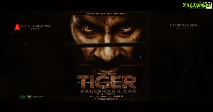 Nupur Sanon Instagram - Super excited to share the first look of my next Pan-Indian 🔥 TigerNageswaraRao🐅 The tiger who hunts in the crime capital of South India ❤️‍🔥 Presenting @raviteja_2628 in and as #TigerNageswaraRao - India’s biggest thief 🥷 In cinemas on October 20th 💥 @dirvamsikrishna @abhishekofficl @anupampkher @renuudesai @nupursanon @gayatribhardwaj__ @senguptajisshu @gvprakash @madhie_dop @kollaavinash @srikanth_vissa @castingchhabra @mayank_singhaniya @aaartsofficial
