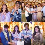 Nupur Sanon Instagram - #TigerNageswaraRao has been launched on this auspicious day. 💛 Andhariki Ugadi Subhakankshalu 🙏🏻🌸 A big thank you to mega star @chiranjeevikonidela sir for gracing us with his presence and thank you @gkishanreddyofficial garu for blessing us for TNR. 😇🙏🏻 Telugu lo Na first movie Mass Maharaja @raviteja_2628 sir tho cheyyatam it’s an honour. ⭐️ Thank you to my director @dirvamsikrishna garu for believing in me for such a huge project and thank you to my producer @abhishekofficl for giving me my first pan India film🔥 Congratulations and good luck to the entire team 😇 #TNRthefilm Wearing @gopivaiddesigns